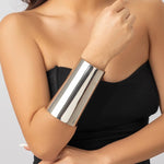 Long Boho Fashion Metal Cuff Bracelet in Silver - Mounteen