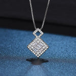 Adjacent Cubes Geometric Pendant Necklace With Mulltiple Stones Cubic Zirconia 925 Sterling Silver in Blue - Mounteen