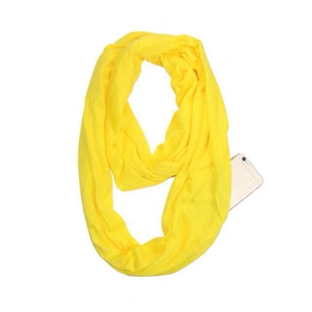 Yellow Anti Theft Scarf with Pocket. Shop Scarves on Mounteen. Worldwide shipping available.