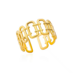 Barrel Chain Link Gold Color Open Ring