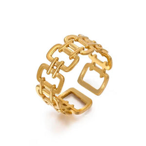 Barrel Chain Link Gold Color Open Ring