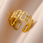 Barrel Chain Link Gold Color Open Ring - Mounteen