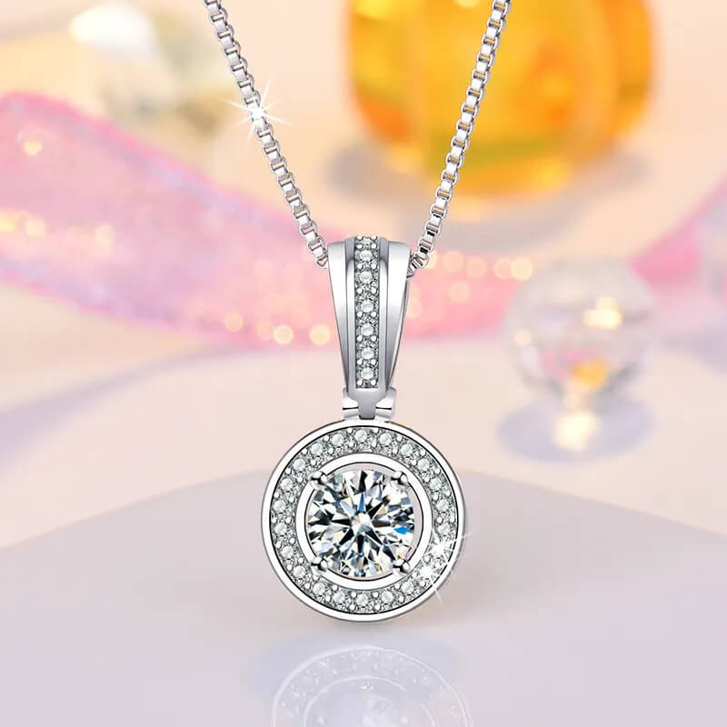 Beautiful Large Gemstone Pendant Necklace Cubic Zirconia 925 Sterling Silver - Mounteen