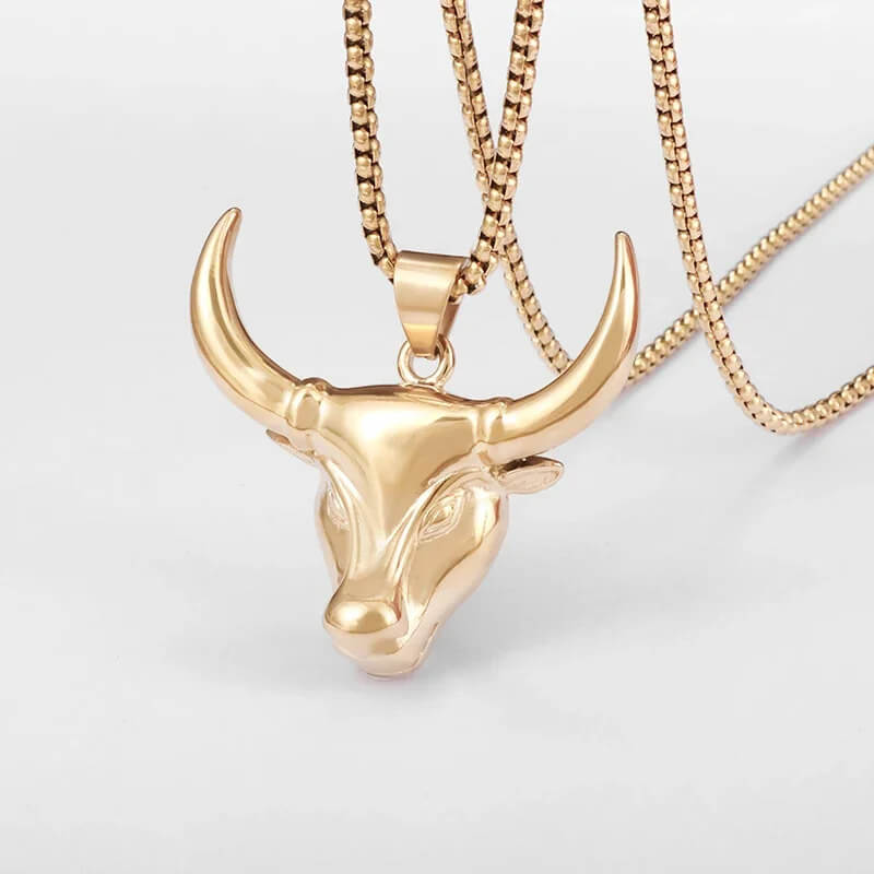 Bull's Head Necklace in Gold - Mounteen