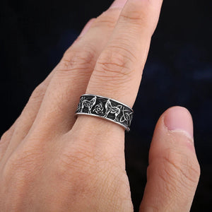 Celtic Family Knot Nordic Odin's Wolf 316L Stainless Steel Ring in 10 - Mounteen