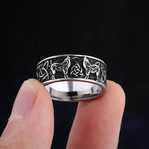 Celtic Family Knot Nordic Odin's Wolf 316L Stainless Steel Ring - Mounteen