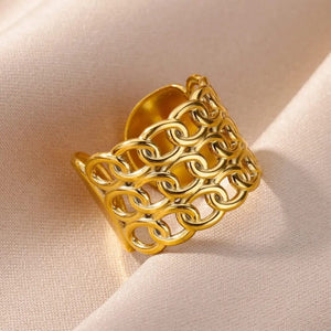 Chain Mail Gold Color Open Ring