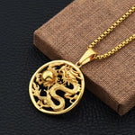 Chinese Dragon and Pearl Necklace in Gold - Mounteen