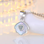 Cloudy Heart Pendant Necklace Cubic Zirconia Gemstone 925 Sterling Silver - Mounteen
