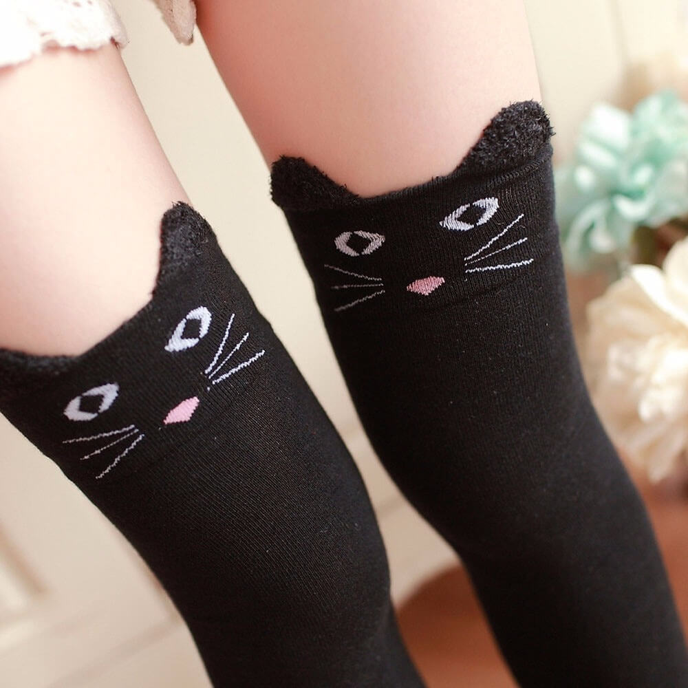 Cute Kitty Cat Thigh Highs. Shop Hosiery on Mounteen. Worldwide shipping available.