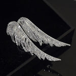 Dazzling Angel Wings Brooch With Rhinestones in Silver - Mounteen