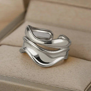 Deformed Dual Open Ring in Silver - Mounteen