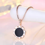 Dial Pendant Necklace Cubic Zirconia Gemstones 925 Sterling Silver in Rose Gold - Mounteen
