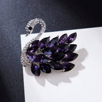Elegant Swan Rhinestone Brooch With Simulated Gemstones - Mounteen