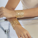 Fern and Flower Cuff Bracelet in Gold - Mounteen