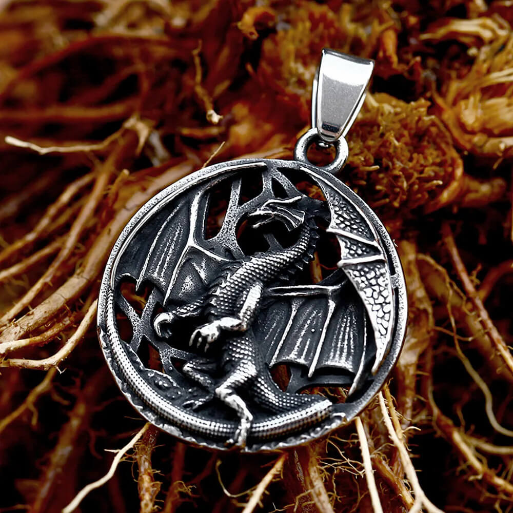 Flying Dragon 316L Stainless Steel Pendant Necklace in Pendant & Chain - Mounteen
