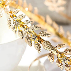 Gold Color Bridal Tiara Encrusted With Simulated Diamonds - Mounteen