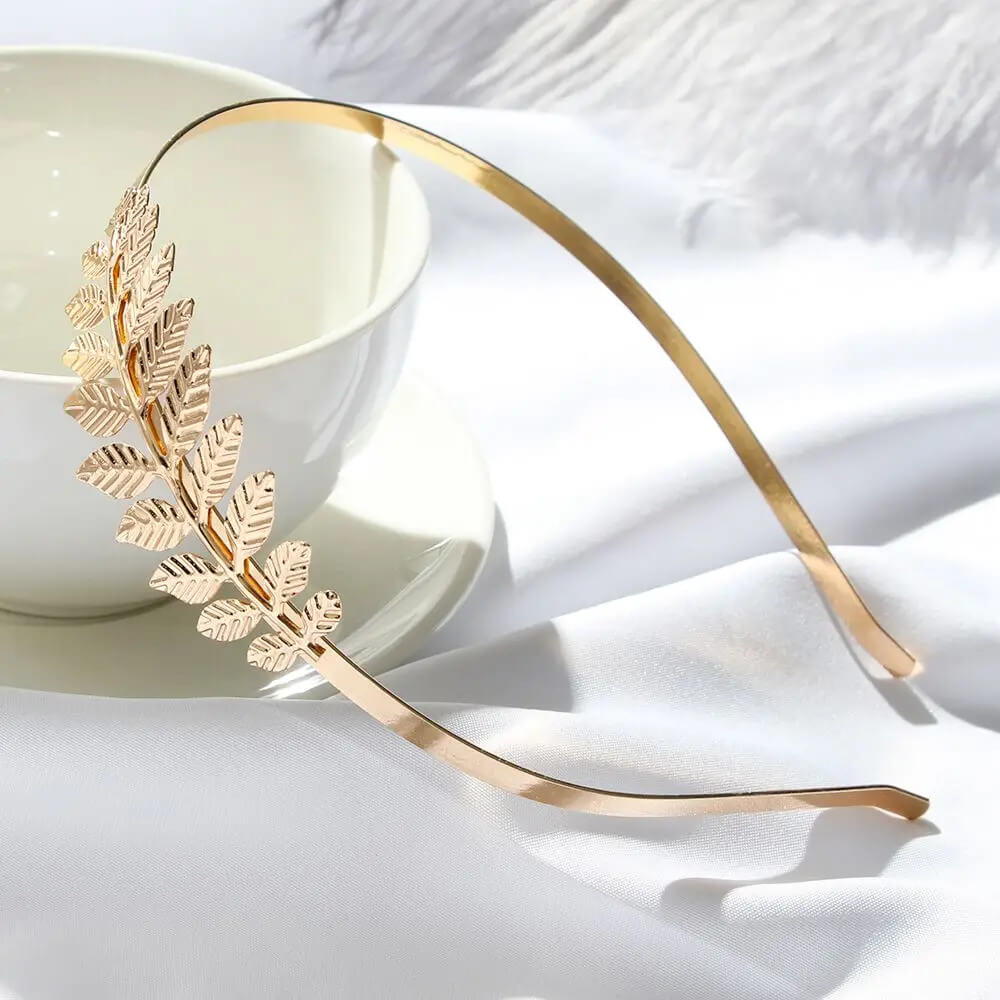 Golden Leaves Bridal Hair Band in One Branch - Mounteen