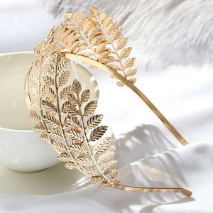 Golden Leaves Bridal Hair Band in Three Branches - Mounteen
