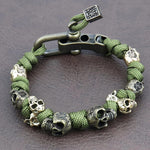 Gothic Skull Woven Adjustable Halloween Bracelet in Green Rope - Mounteen