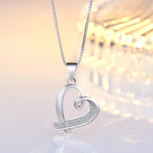 Heart Pendant Necklace Cubic Zirconia Gemstones 925 Sterling Silver in Silver - Mounteen