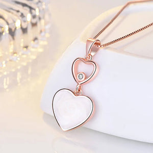 Heart Pendant Necklace Synthetic Gemstone 925 Sterling Silver in White Heart - Mounteen