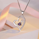 Heart With Word Love Necklace With Zirconia Stones 925 Sterling Silver - Mounteen