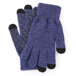 Blue Knit Texting Gloves - Mounteen. Worldwide shipping available.