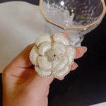 Large Flower Gold-Toned Brooch With Synthetic Pearls - Mounteen