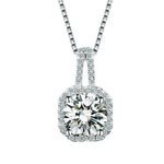 Large Imitation Diamond Pendant Necklace With Zirconia Gemstones 925 Sterling Silver - Mounteen