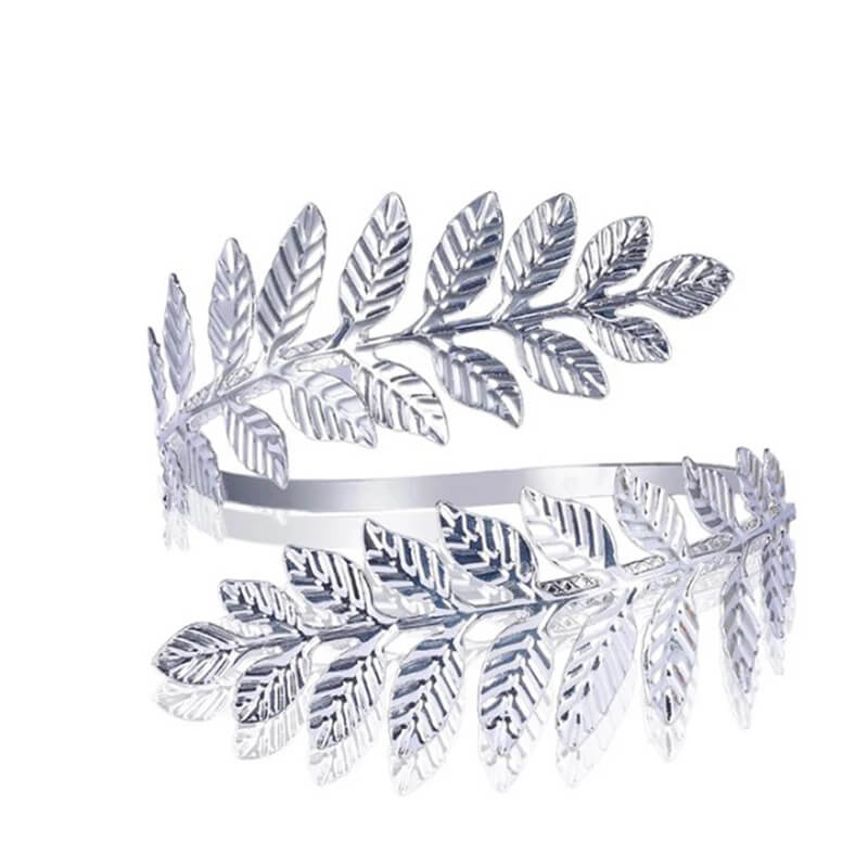 Laurel Leaf Greek Roman Bridal Armlet Arm Cuff in Silver - Mounteen