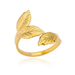 Leafy Gold Color Open Ring