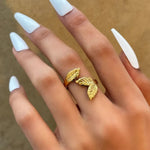 Leafy Gold Color Open Ring