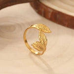 Leafy Gold Color Open Ring