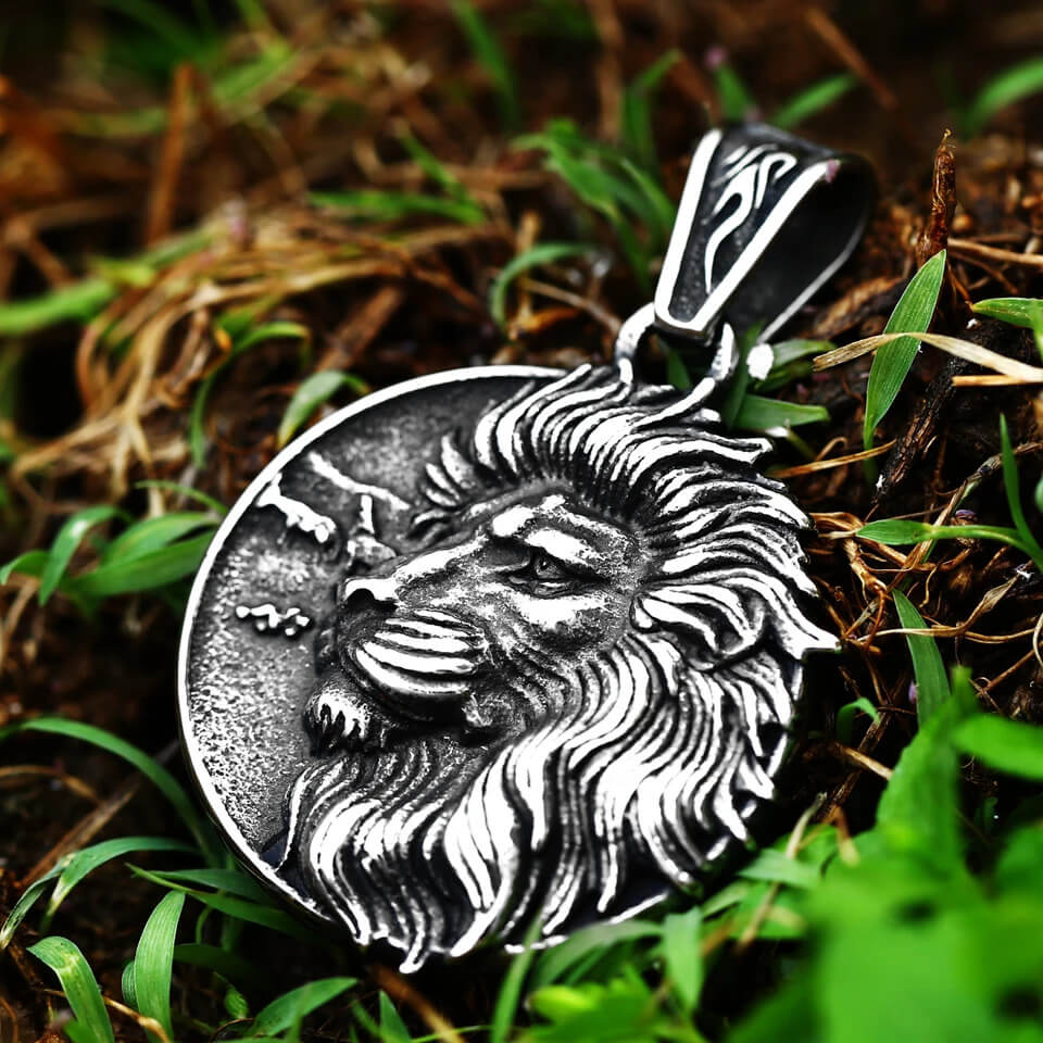 Lion King of the Jungle Stainless Steel Pendant Necklace in Pendant Only - Mounteen