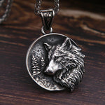 Lone Wolf Forest Nordic Stainless Steel Pendant Necklace - Mounteen