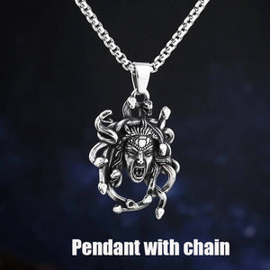 Medusa Woman With Snake Hair Gorgon Necklace in Angry - Mounteen