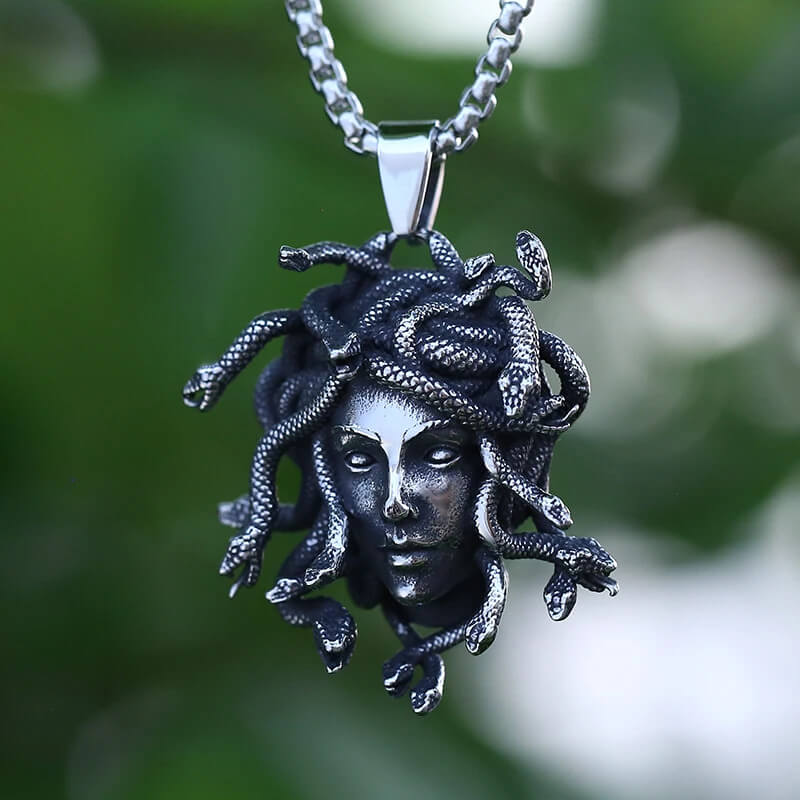 Medusa Woman With Snake Hair Gorgon Necklace in Calm - Mounteen