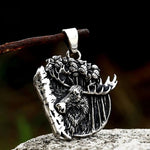 Moose Chewing On Tree Bark Stainless Steel Pendant Necklace in Pendant & Chain - Mounteen