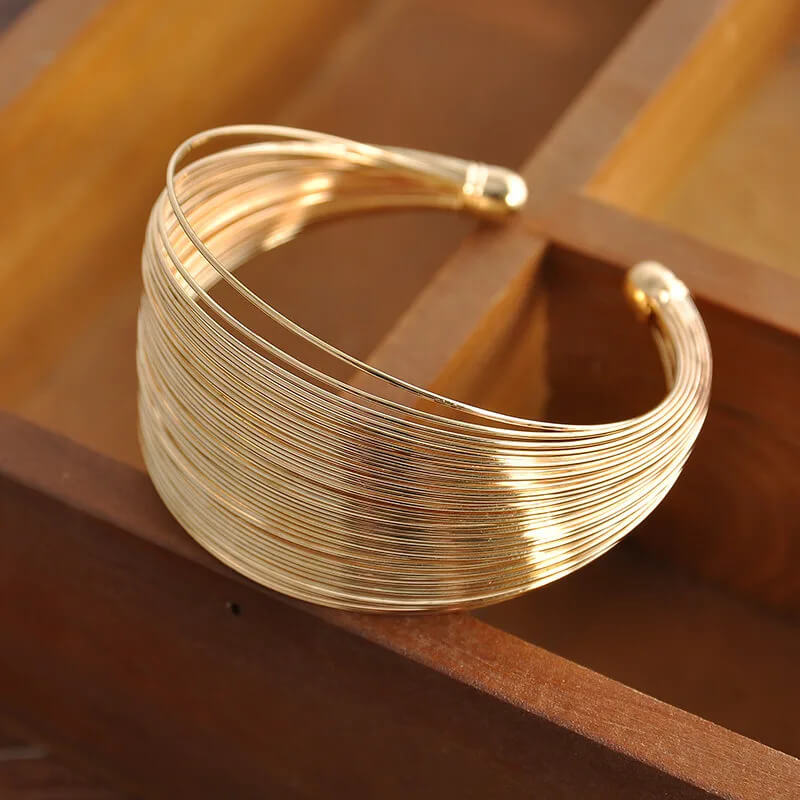 Multi-Strand Metal Cuff Bracelet in Gold - Mounteen