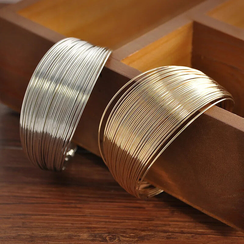 Multi-Strand Metal Cuff Bracelet - Mounteen