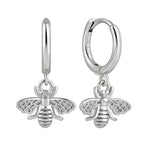 Needle Vintage Bee Earrings 925 Sterling Silver Hoop Earrings in Silver - Mounteen