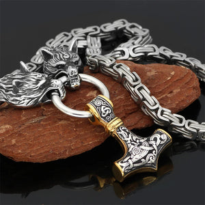 Nordic Celtic Wolf Odin Stainless Steel Necklace Chain - Mounteen