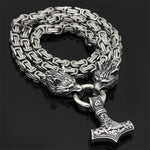Nordic Celtic Wolf Odin Stainless Steel Necklace Chain in Silver - Mounteen