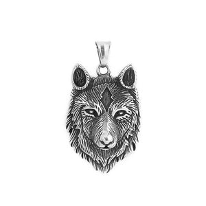 Nordic Vintage Wolf Head 316L Stainless Steel Pendant Necklace in No Chain - Mounteen