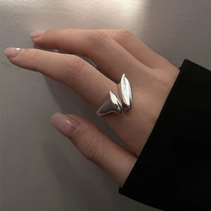Odd Geometric Adjustable Ring in Silver - Mounteen