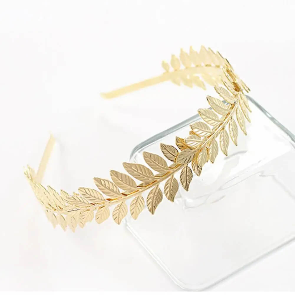 Retro Laurel Leaf Hair Accessory Greek Roman Bridal Hairband in Gold - Mounteen