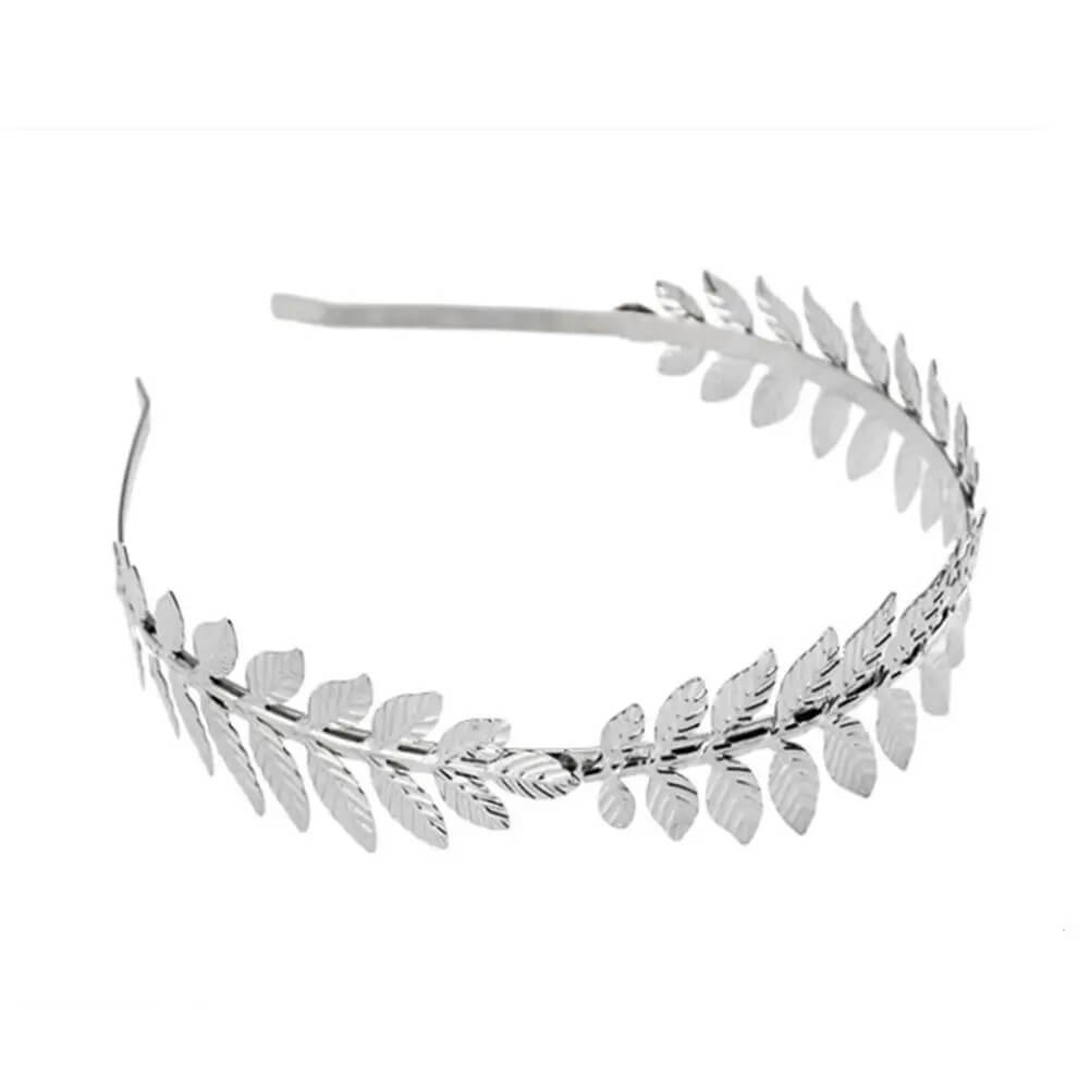 Retro Laurel Leaf Hair Accessory Greek Roman Bridal Hairband in Silver - Mounteen