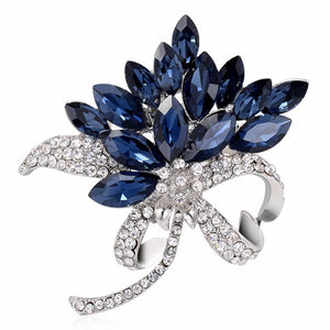 Sapphire Flower Brooch with Simulated Gemstones - Mounteen