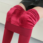 Red One Size Fits All Faux Fur Leggings - Mounteen. Worldwide shipping available.